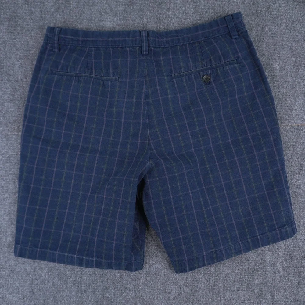 Banana Republic Shorts Mens 35 Bundle Plaid‎ Green Navy Blue Linen Cotton Chino